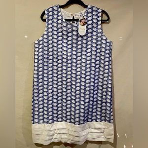 High End Theodora Blue/White Clamshell Tank Top